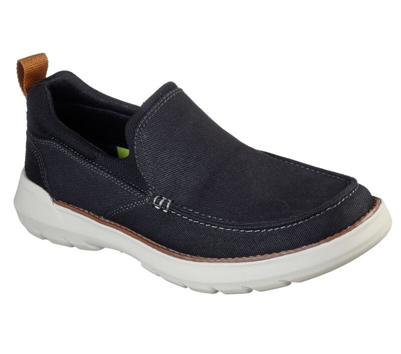 Skechers Herr Svarta Slip On - Relaxed Fit: Doveno - Hangout - Sverige (BIRHJ-1089)
